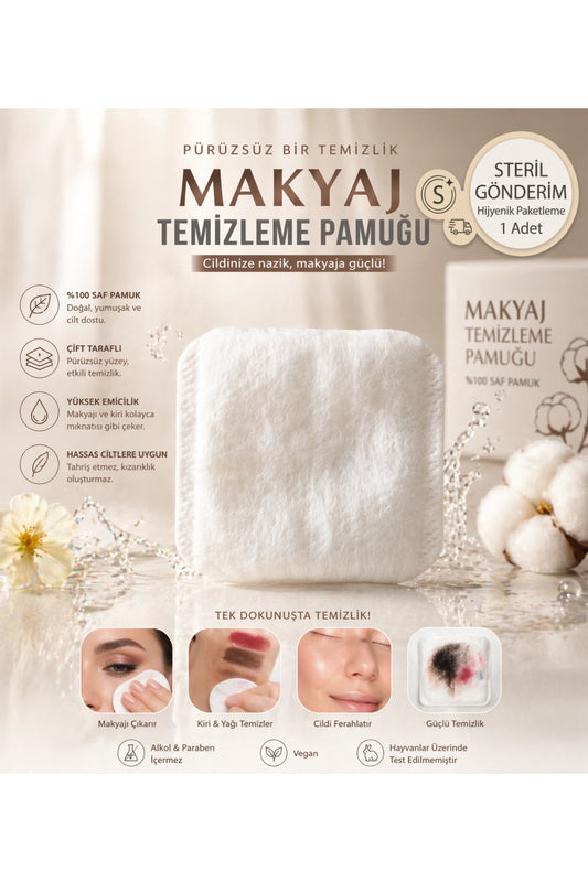 %100 Saf Premium Makyaj Temizleme Pamuğu